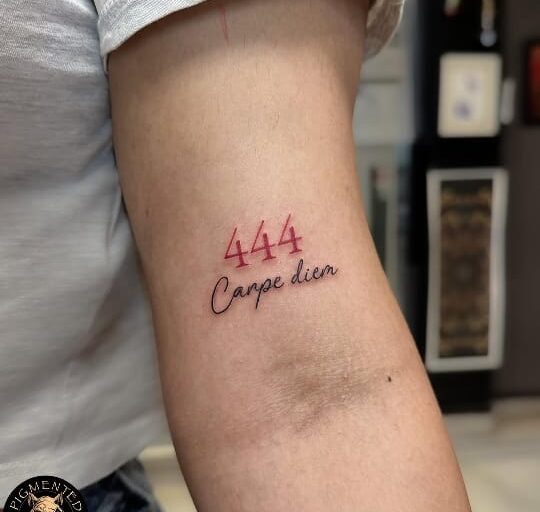 Carpe Diem 444 Forearm Tattoo