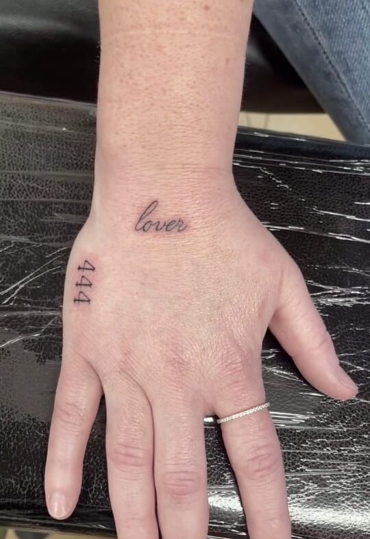 Lover's 444 Hand Script Tattoo