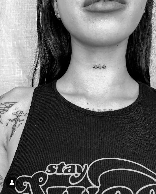 Minimalist Throat 444 Tattoo