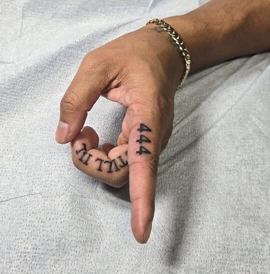 Finger Text 444 Tattoo Combo