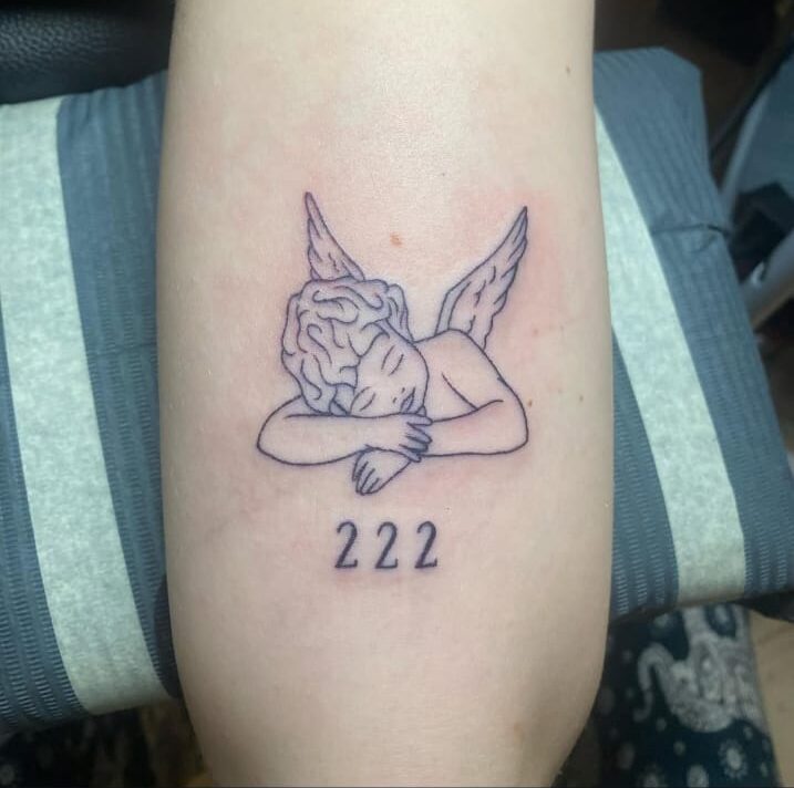 Sleeping Angel 222 tattoo