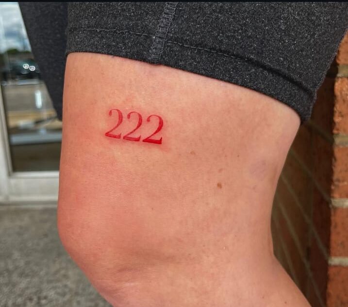 Thigh 222 Tattoo in Red